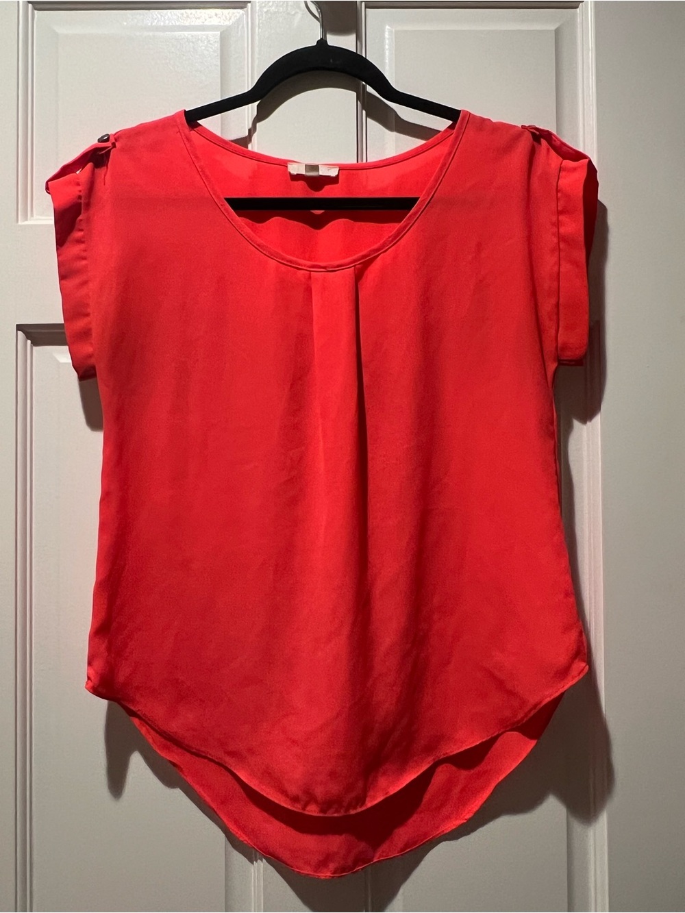 mine Coral-Red Cap Sleeve Blouse